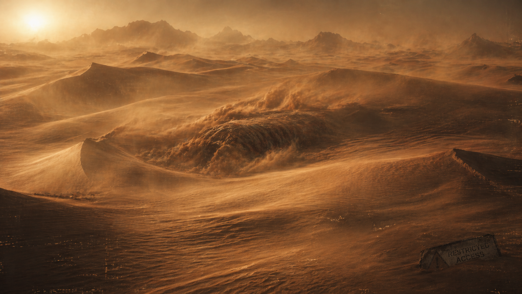 След движения огромного песчаного червя под поверхностью